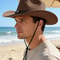 Wide Brimmed Cowboy Straw Hat For Summer Sun Protection Unisex Vintage Style 3