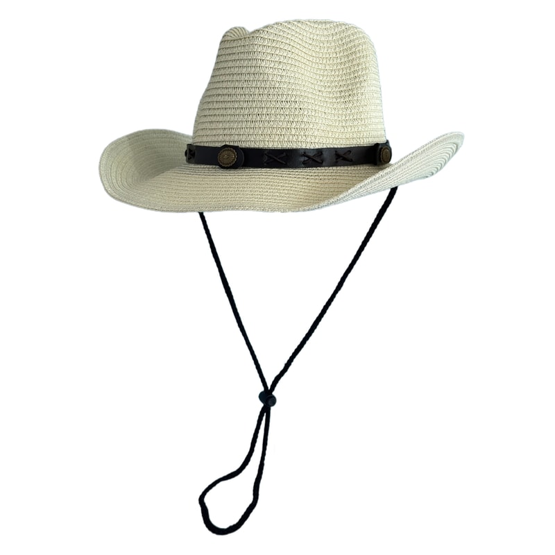 Wide Brimmed Cowboy Straw Hat For Summer Sun Protection Unisex Vintage Style 8