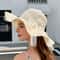 Elegant Straw Sun Hat With Floral Mesh Wide Brim Foldable Sun Protection Beach Hat For Women 0