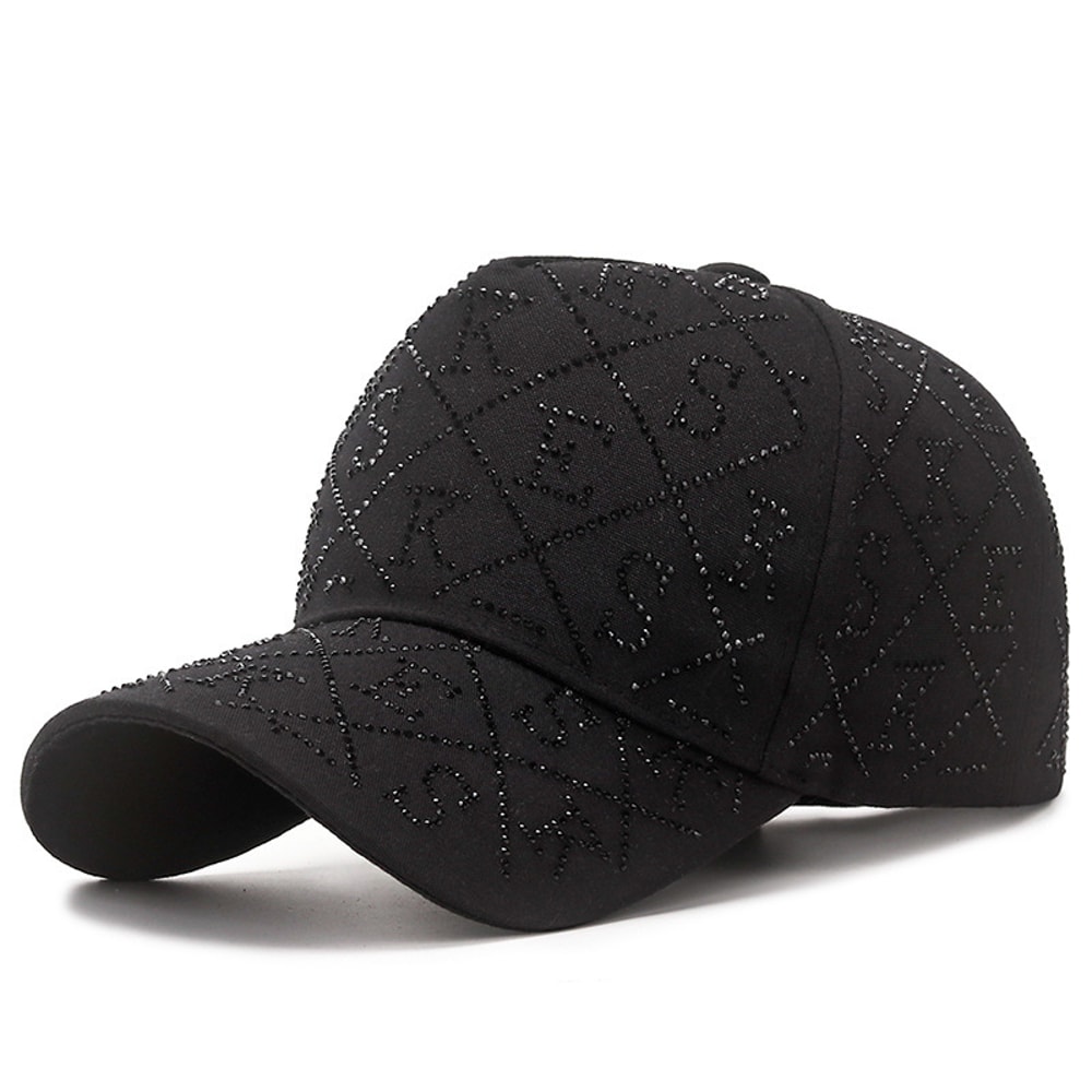 Luxury Rhinestone Baseball Cap With Sparkle Letter Accent Rhinestone Baseball Cap Streetwear Style 0