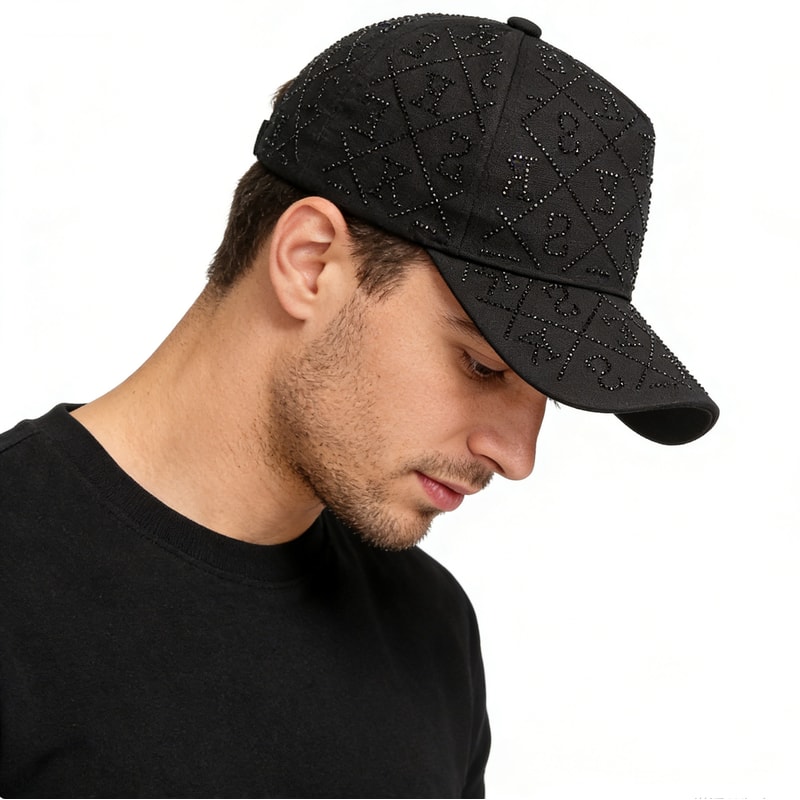Luxury Rhinestone Baseball Cap With Sparkle Letter Accent Rhinestone Baseball Cap Streetwear Style 1
