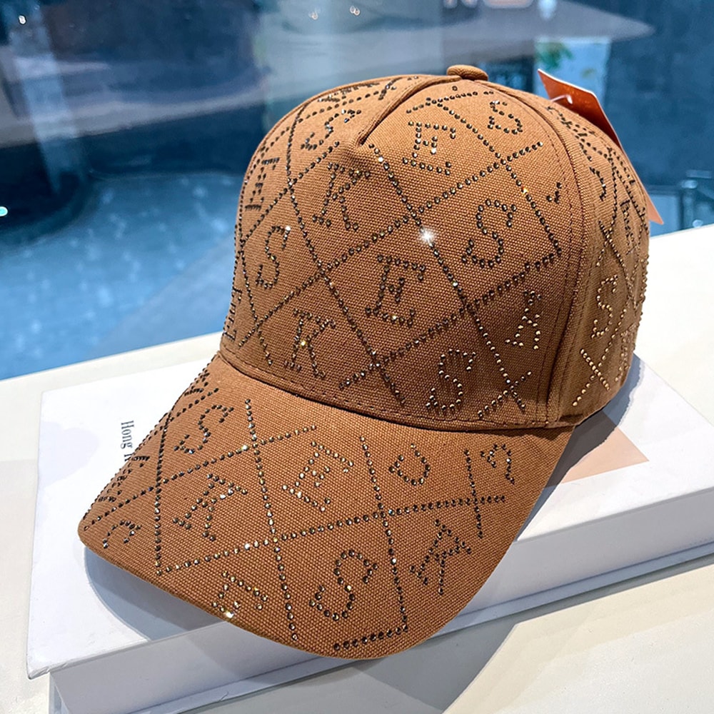 Luxury Rhinestone Baseball Cap With Sparkle Letter Accent Rhinestone Baseball Cap Streetwear Style 7
