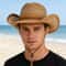 Breathable Straw Cowboy Hat With Adjustable Windproof Strap Sun Protection Outdoor Hat 0