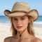 Breathable Straw Cowboy Hat With Adjustable Windproof Strap Sun Protection Outdoor Hat 1