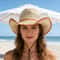 Breathable Straw Cowboy Hat With Adjustable Windproof Strap Sun Protection Outdoor Hat 4