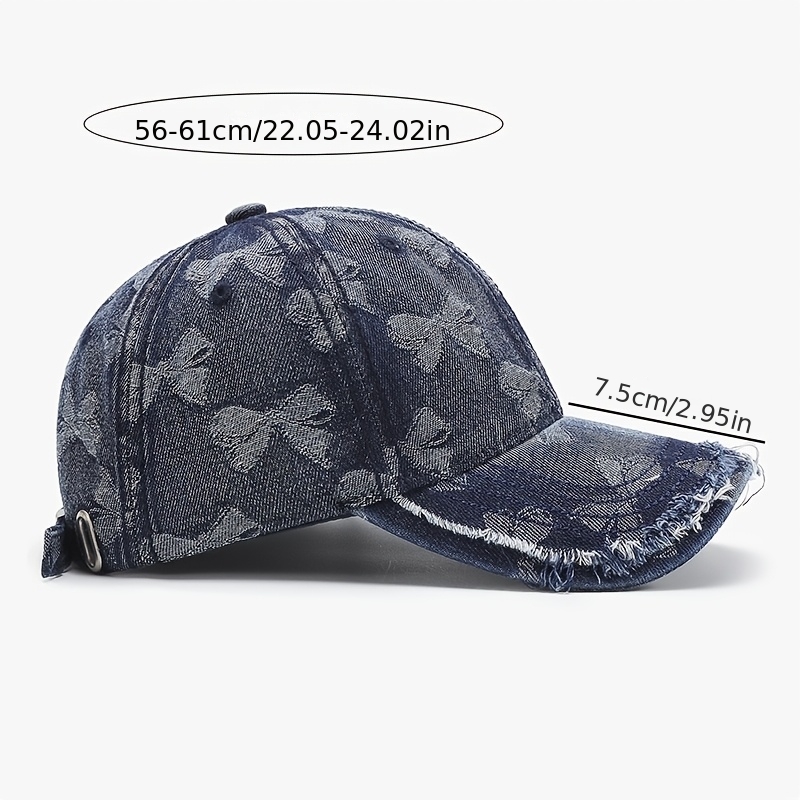 Vintage Denim Baseball Cap With Bowknot Face Slimming Unisex Hat 1
