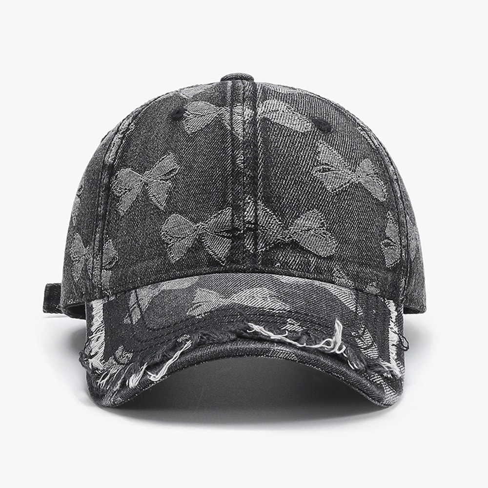 Vintage Denim Baseball Cap With Bowknot Face Slimming Unisex Hat 7