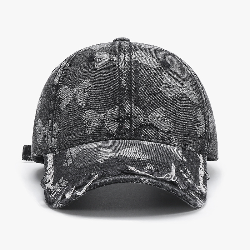 Vintage Denim Baseball Cap With Bowknot Face Slimming Unisex Hat 7