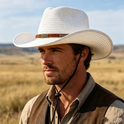 unisex wide brim straw cowboy hat for outdoor sun protection