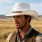 Unisex Wide Brim Straw Cowboy Hat for Outdoor Sun Protection