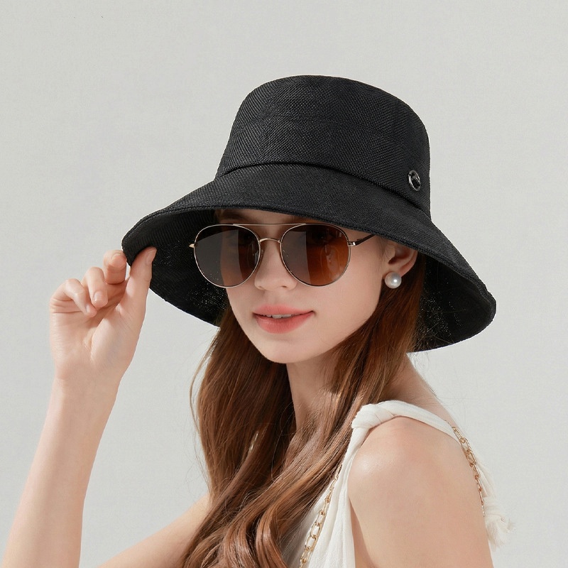 Linen Style Wide Brim Fishermans Hat With Foldable Sun Protection 3