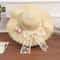 French Style Retro Lace Straw Hat with Tulip Decoration Breathable Summer Beach Hat