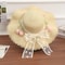 French Style Retro Lace Straw Hat with Tulip Decoration Breathable Summer Beach Hat