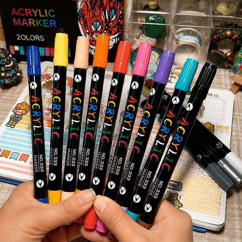 Premium Dual Tip Acrylic Paint Markers For Stone Wood Calligraphy 5