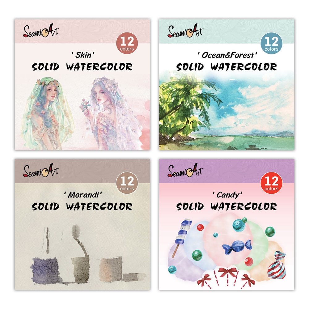 Premium Solid Watercolor Set For Artists Skin Ocean Candy Morandi Colors 1