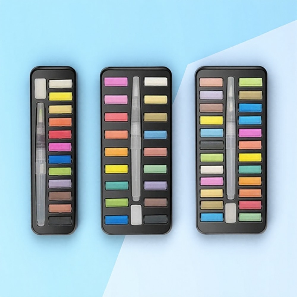 Premium Portable Watercolor Paint Set In Metal Case With Brush For Kids Artists 1