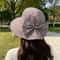 Retro Plaid Womens Wide Brim Sun Hat With Bow Stylish Foldable Sun Protection Hat 0