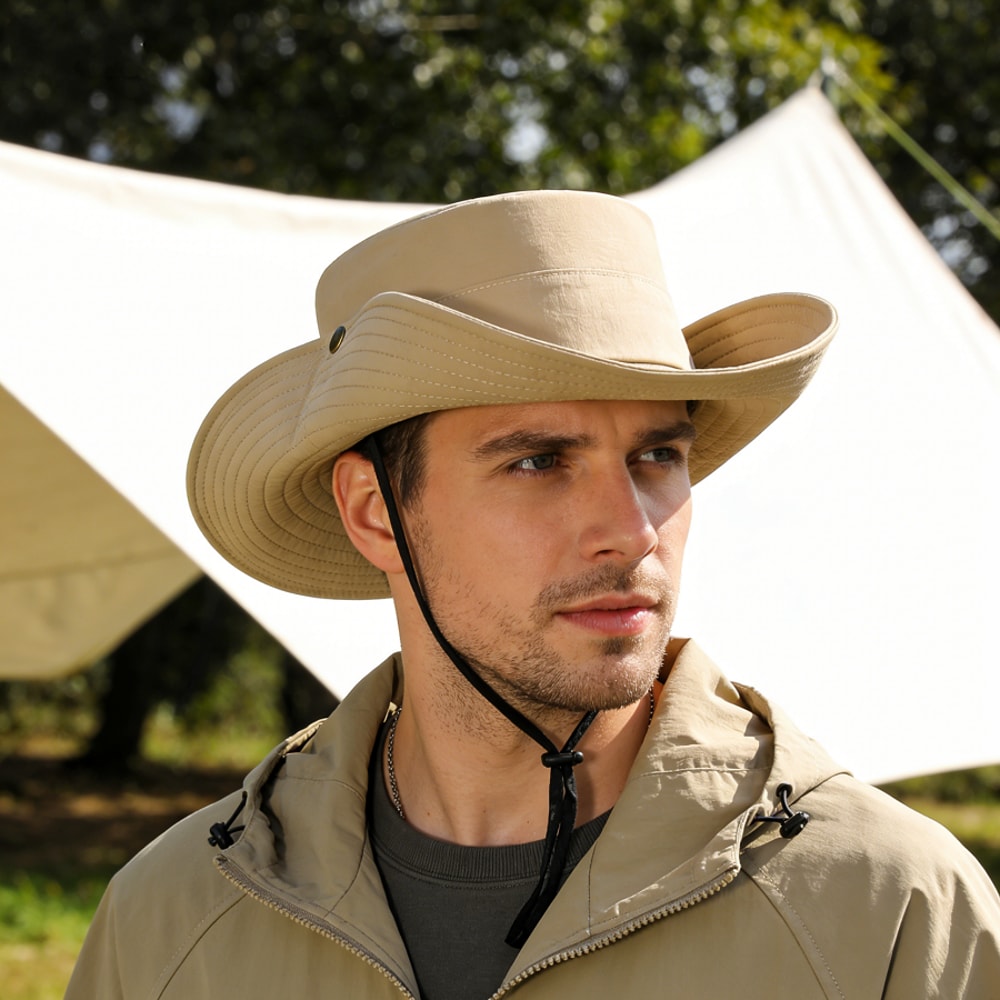 Retro Western Style Wide Brim Sun Hat Foldable Outdoor Fishing Portable Sun Protection Hat For Hik 0