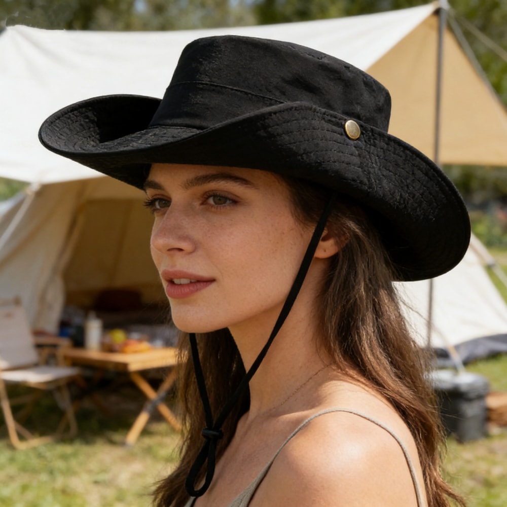 Retro Western Style Wide Brim Sun Hat Foldable Outdoor Fishing Portable Sun Protection Hat For Hik 2