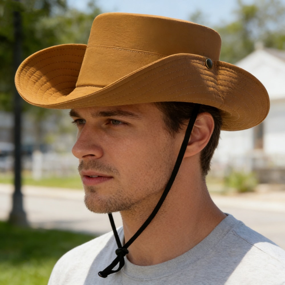 Retro Western Style Wide Brim Sun Hat Foldable Outdoor Fishing Portable Sun Protection Hat For Hik 4
