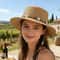 Elegant Summer Straw Sun Hat With Colorful Stone Chain Flat Brimmed Breathable 2