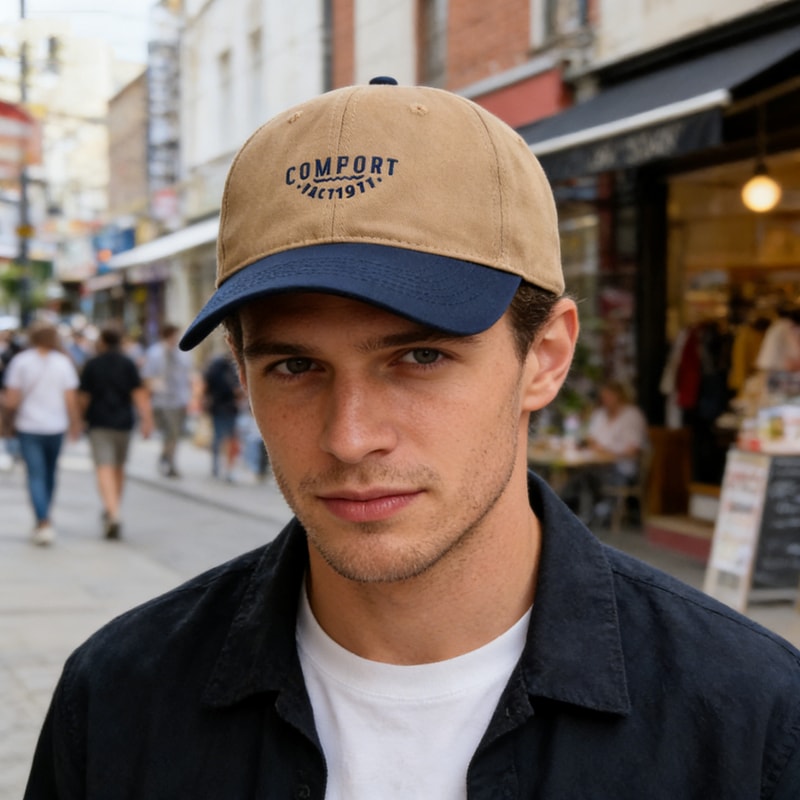 Color Block Baseball Cap with Embroidered Letter Adjustable Fit and Breathable Casual Cap