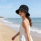 Womens Vintage Striped Knit Bucket Hat Casual Sun Protection