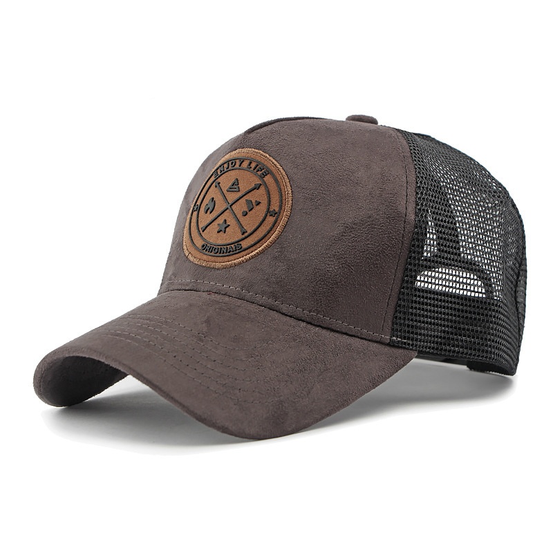 Breathable Suede Mesh Trucker Hat Adjustable Casual Baseball Cap 5