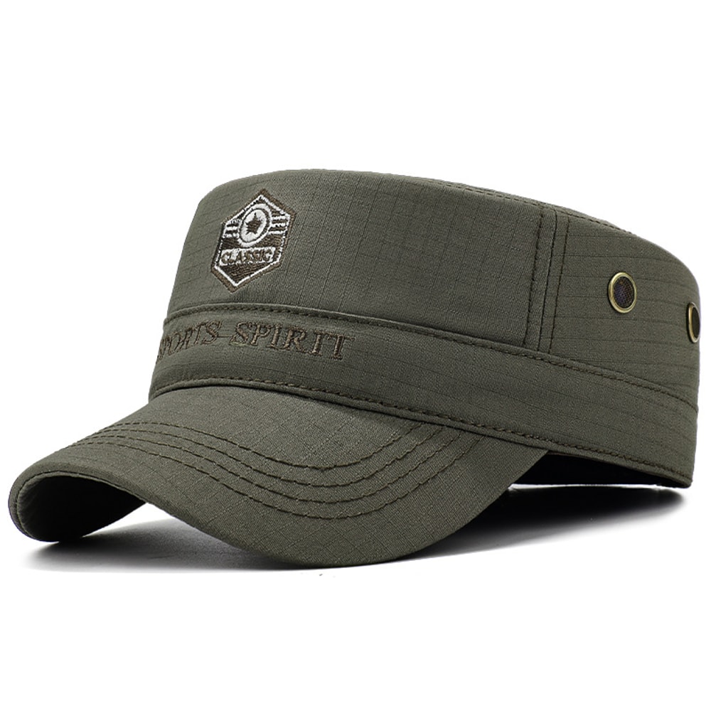 Mens Lightweight Quick Dry Plaid Military Cap with Ventilation
