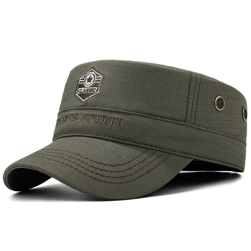 Mens Lightweight Quick Dry Plaid Military Cap with Ventilation