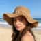 Elegant French Style Wavy Edge Straw Hat For Summer Sun Protection 0