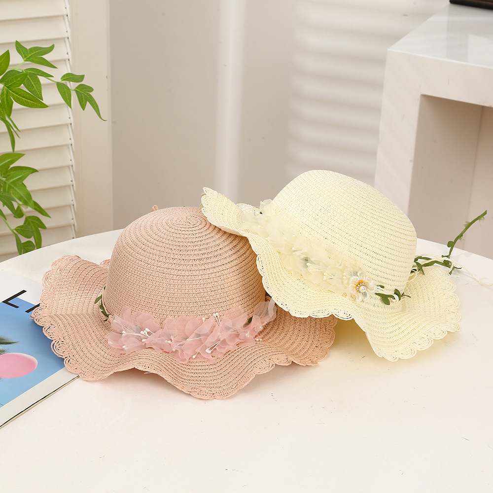 Elegant French Style Wavy Edge Straw Hat For Summer Sun Protection 5