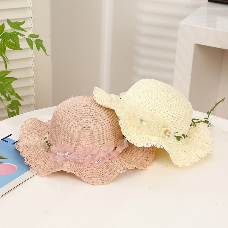 Elegant French Style Wavy Edge Straw Hat For Summer Sun Protection 5