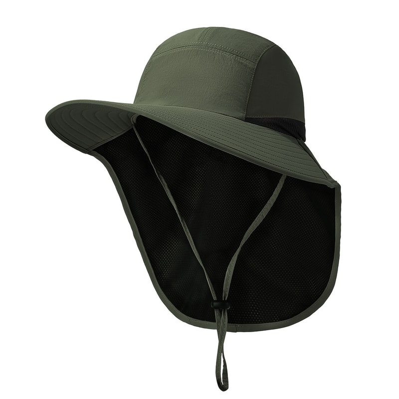 Premium Outdoor Sun Protection Hat With Neck Flap Adjustable Windproof Fishing Hiking Hat 4