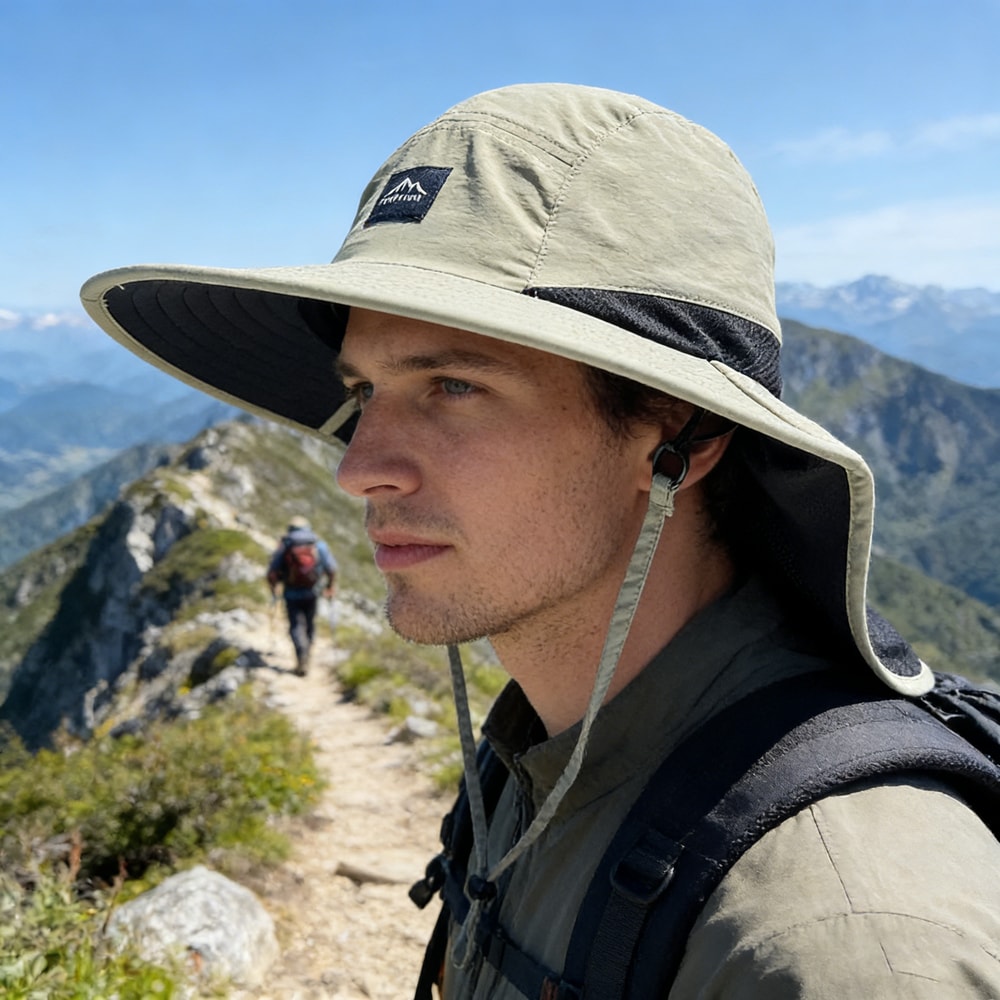 All Season Outdoor Sun Protection Hat With Neck Cover Wide Brim UV Protection Fishing Hiking Cap 2