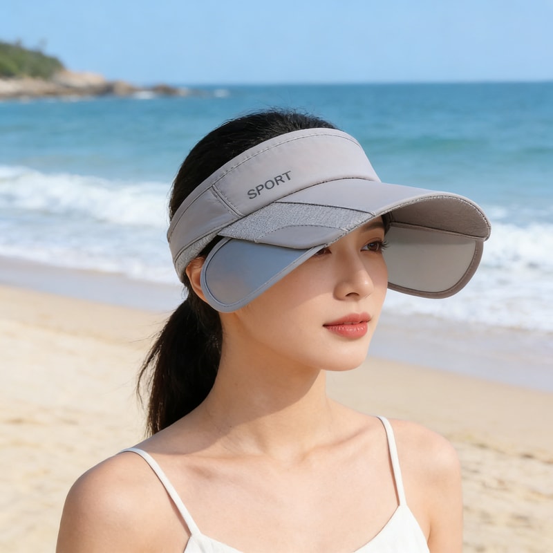 Retractable Brim Womens Sun Visor Hat For UV Face Protection 4