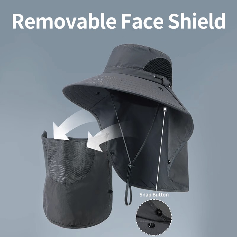Premium UV Protection Sun Hat with Neck Flap Wide Brim Quick Dry Bucket Cap for Men & Women