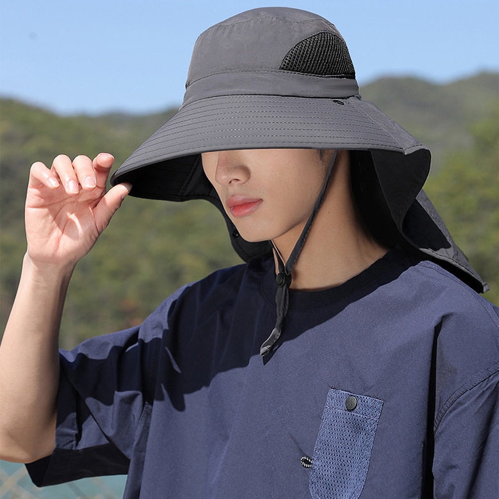 Premium UV Protection Sun Hat with Neck Flap Wide Brim Quick Dry Bucket Cap for Men & Women