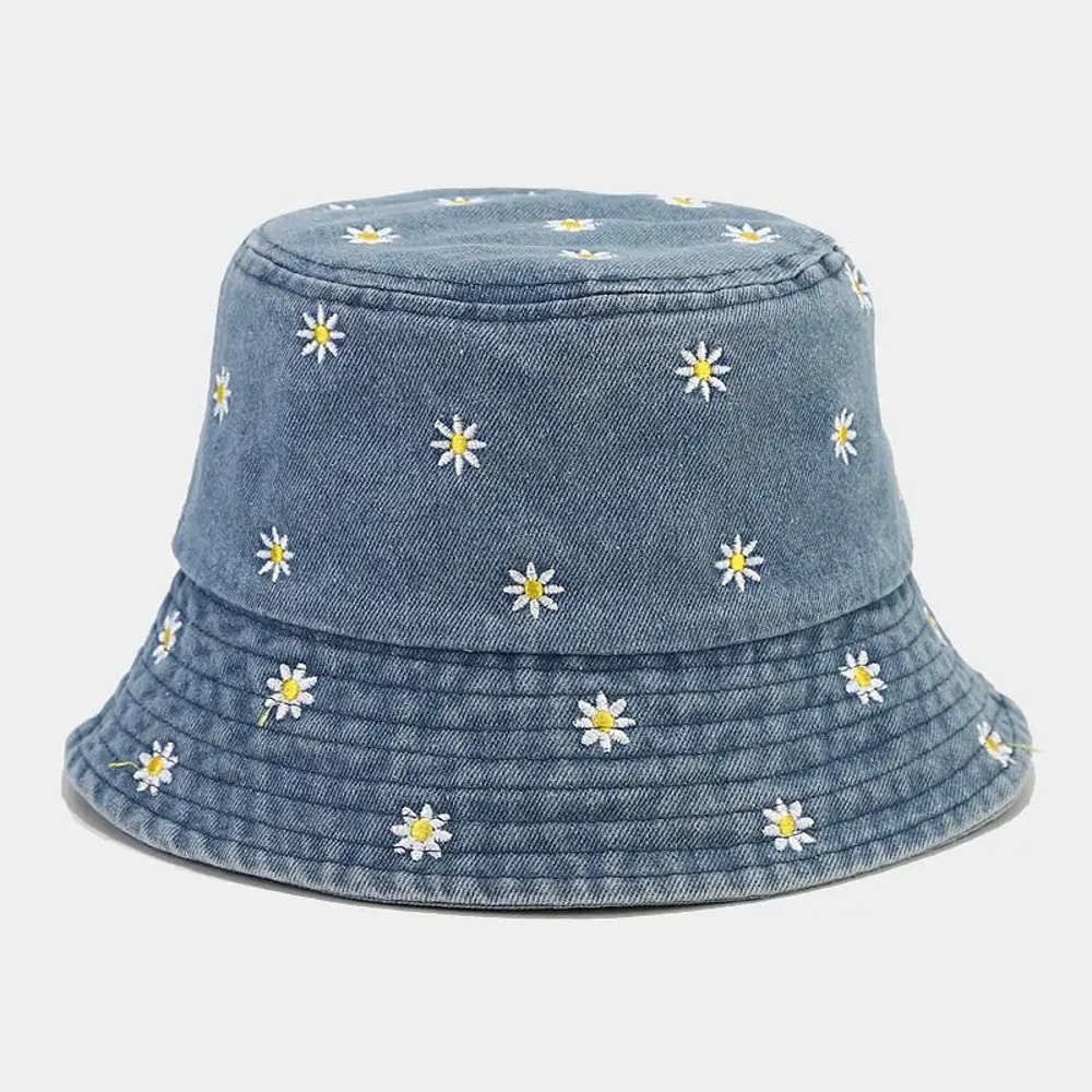 Denim Daisy Bucket Hat For Women Stylish Sun Protection Fishermans Hat 2