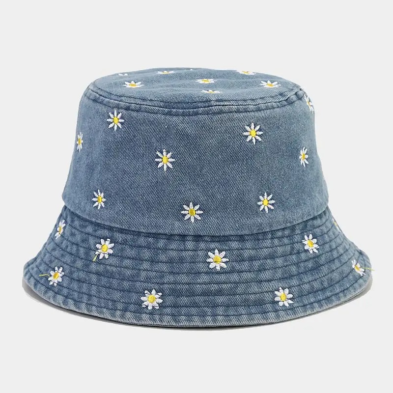 Denim Daisy Bucket Hat For Women Stylish Sun Protection Fishermans Hat 2