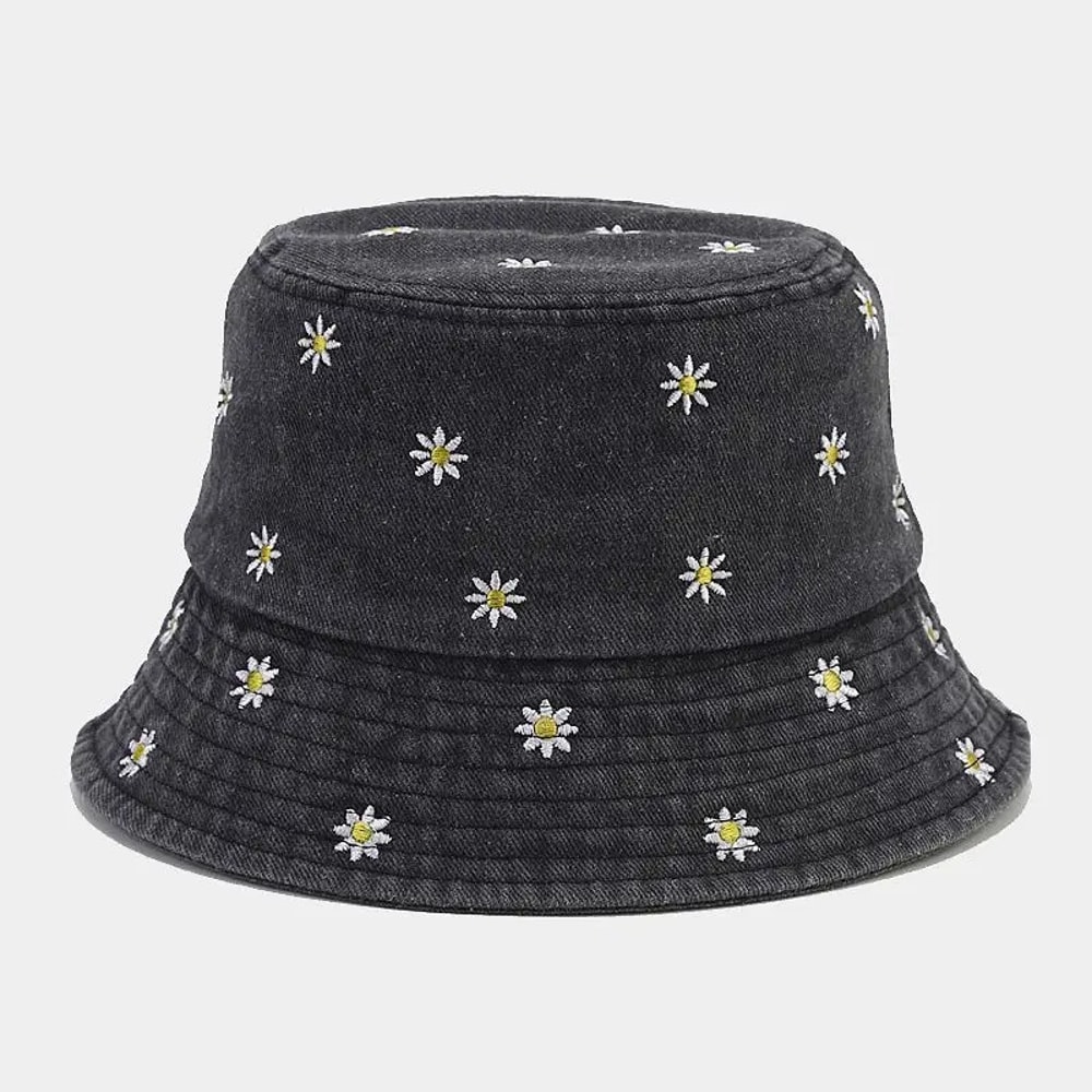 Denim Daisy Bucket Hat For Women Stylish Sun Protection Fishermans Hat 5