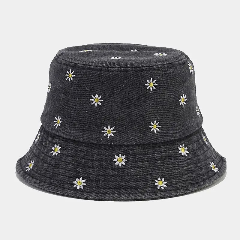 Denim Daisy Bucket Hat For Women Stylish Sun Protection Fishermans Hat 5