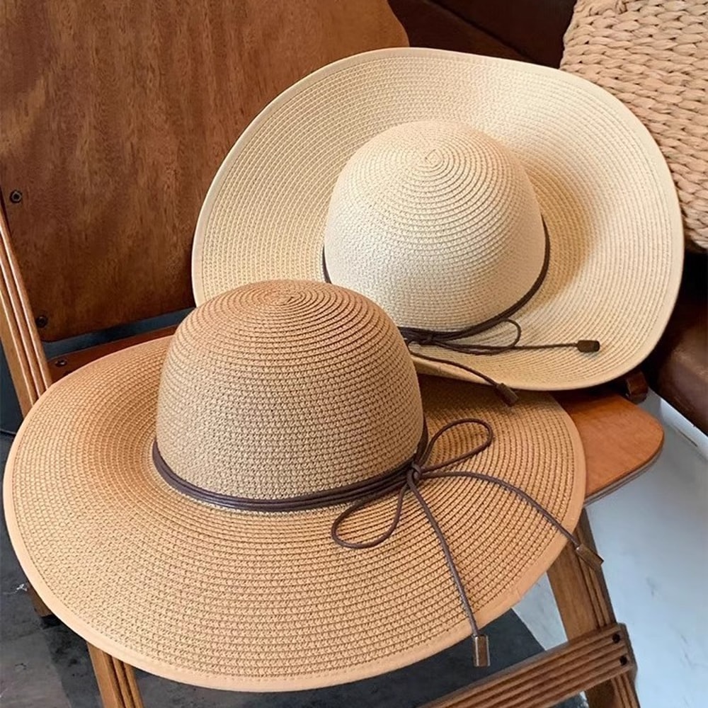 Womens Wide Brim Straw Sun Hat UV Protection Beach & Travel Hat