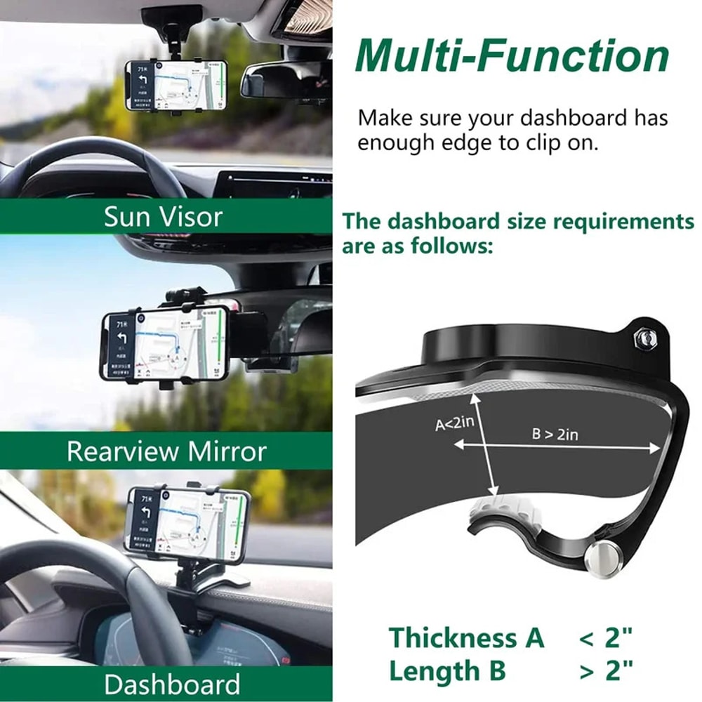 Universal Rotating Car Phone Holder & GPS Dashboard Mount