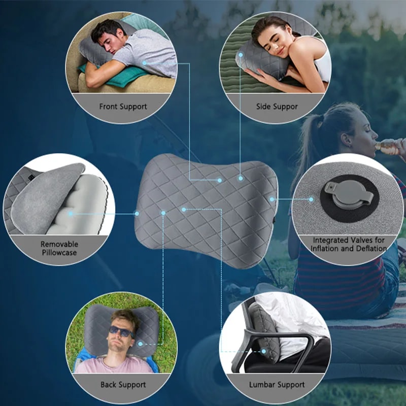 Ultralight Inflatable Neck Lumbar Support Pillow Portable Washable Cover Travel Pillow 0