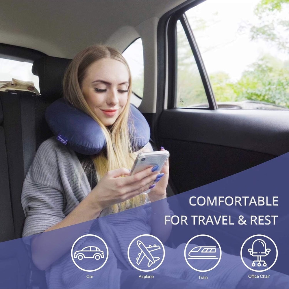 ErgoCloud Travel Neck Pillow Soft Neck Support Pillow for Flights Cars & Office Comfort