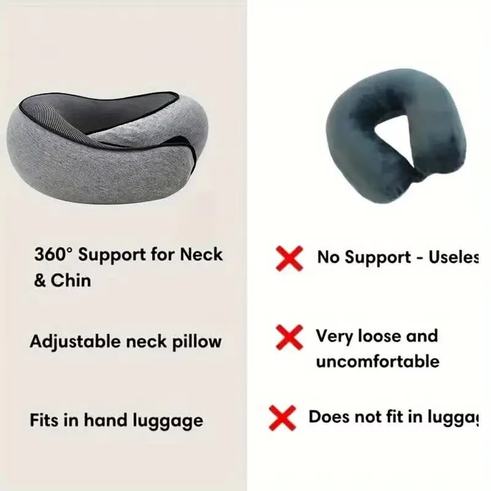 Premium Memory Foam Neck Support Pillow U Shaped Portable Travel Neck Pillow for Flights Cars & Office Naps