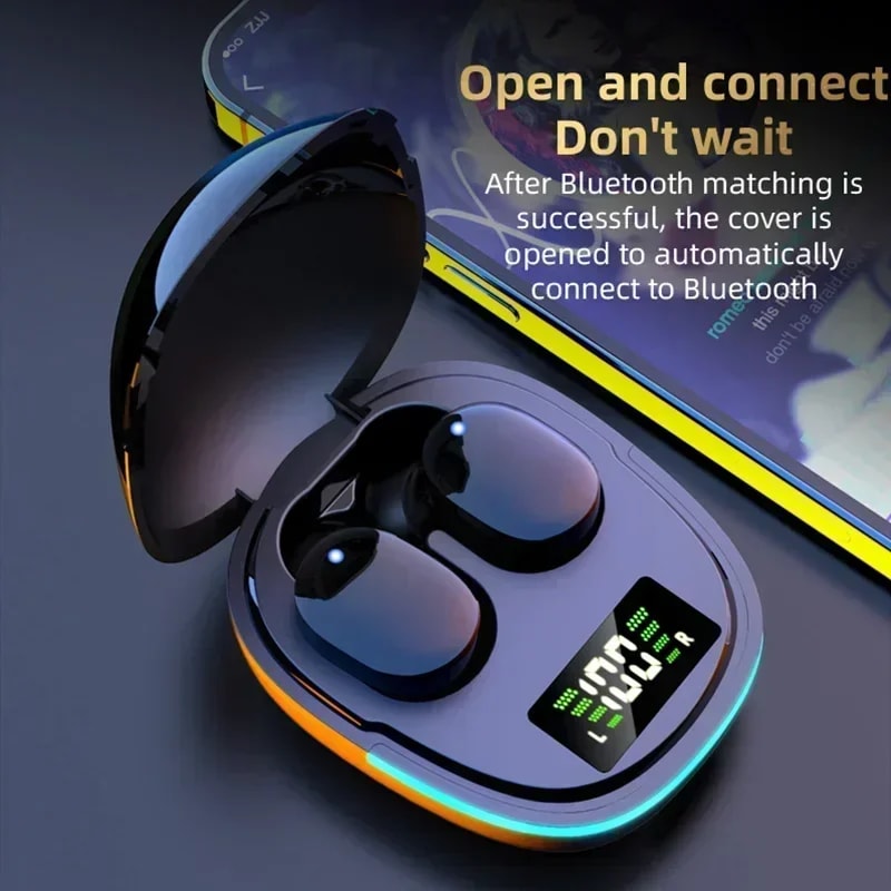 Wireless TWS Bluetooth Earbuds with LED Display & Noise Cancelling Mic