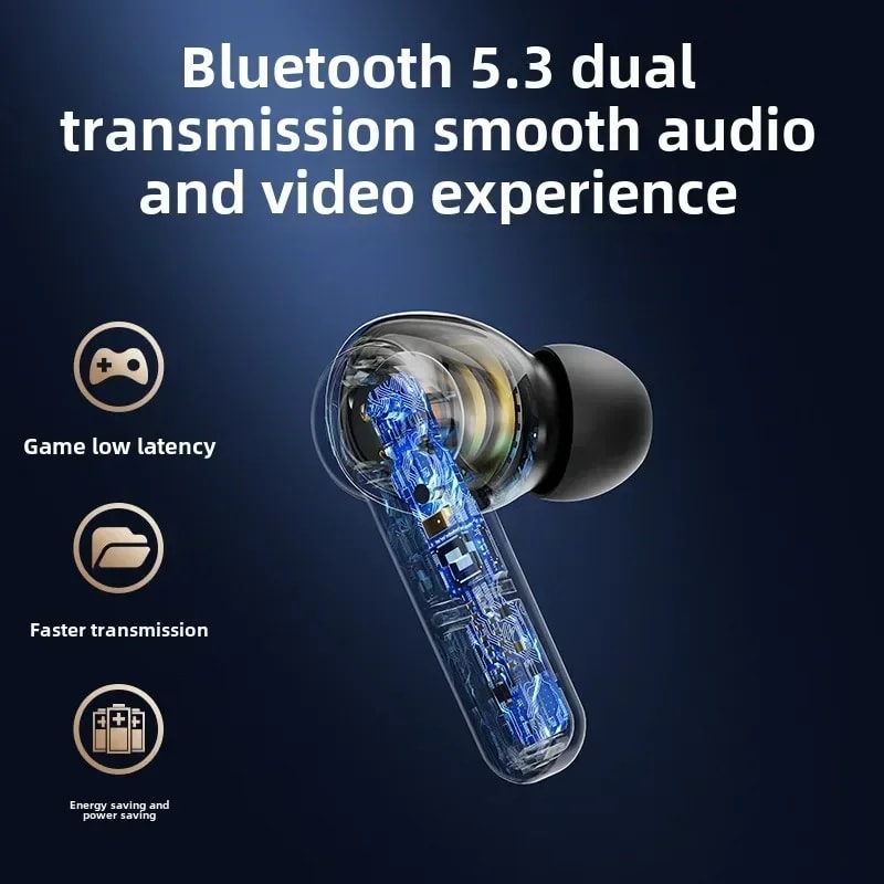 Wireless Bluetooth Earbuds with Noise Reduction & Bass Touch Control