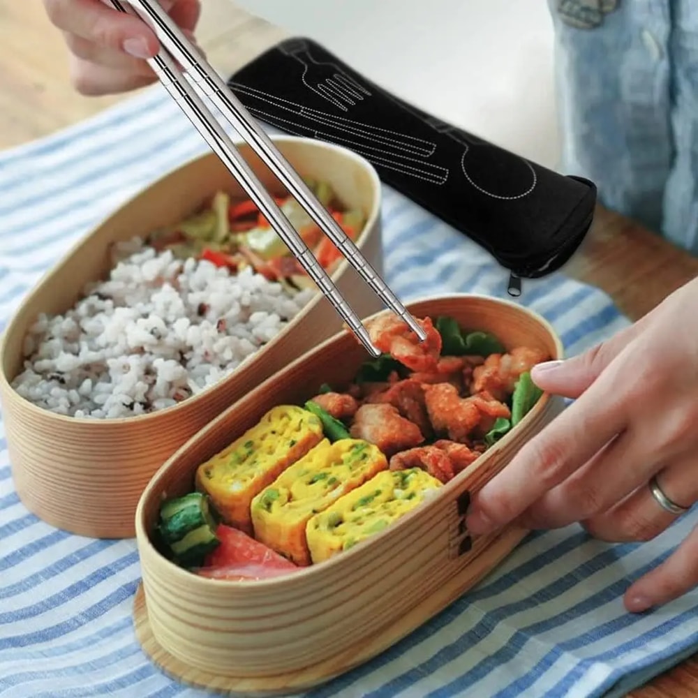 Portable Cutlery Bag with Zipper for Travel Camping School Lunch